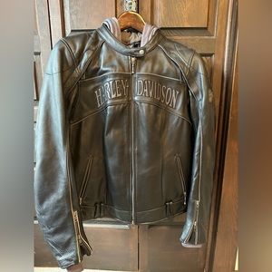 Harley-Davison L 3-in-1 Reflective Skull Leather Jacket w/liner